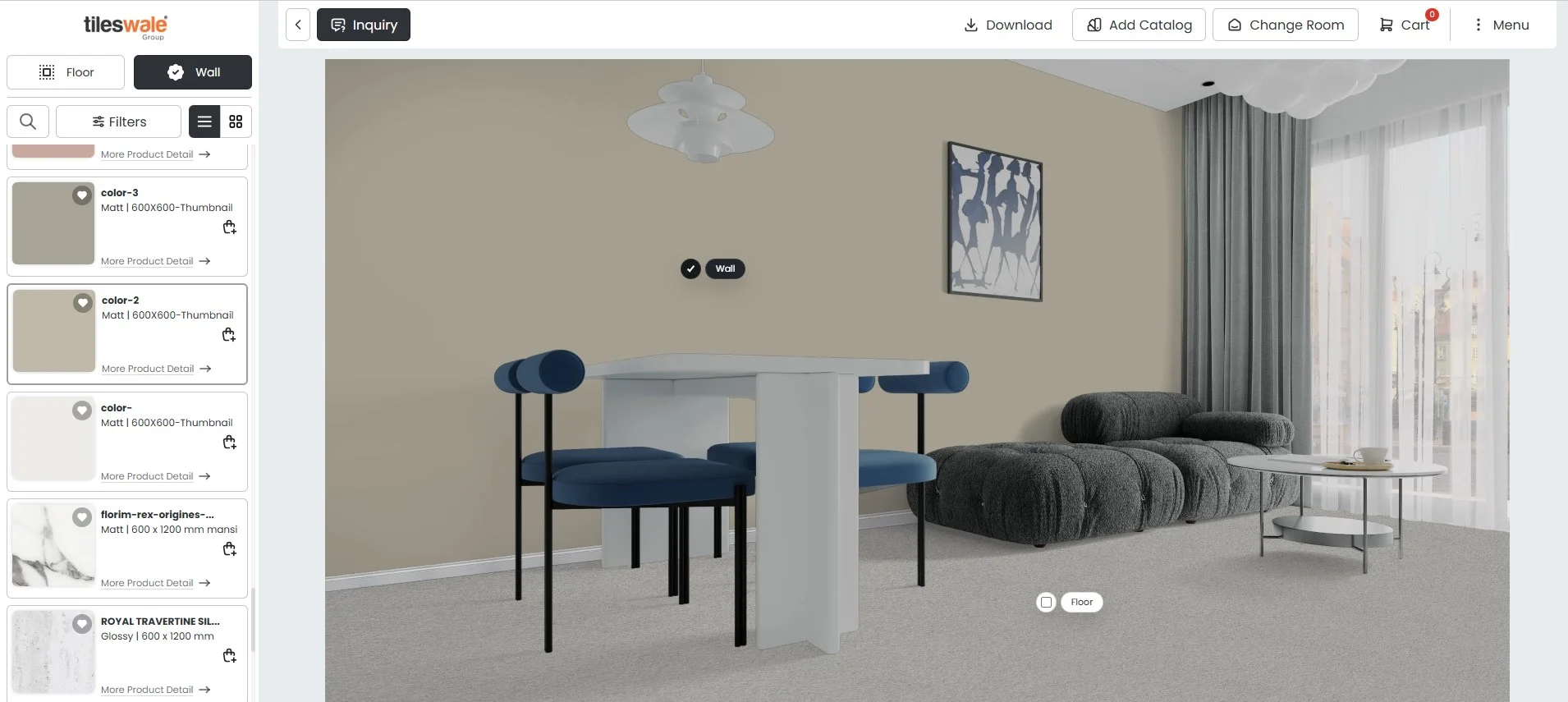 Visualize and Compare Flooring with Sofa Using TilesView